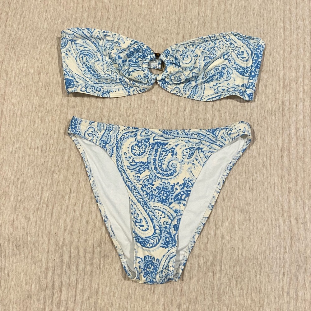 Faithfull The Brand Faye Paisley Powder Blue Bikini